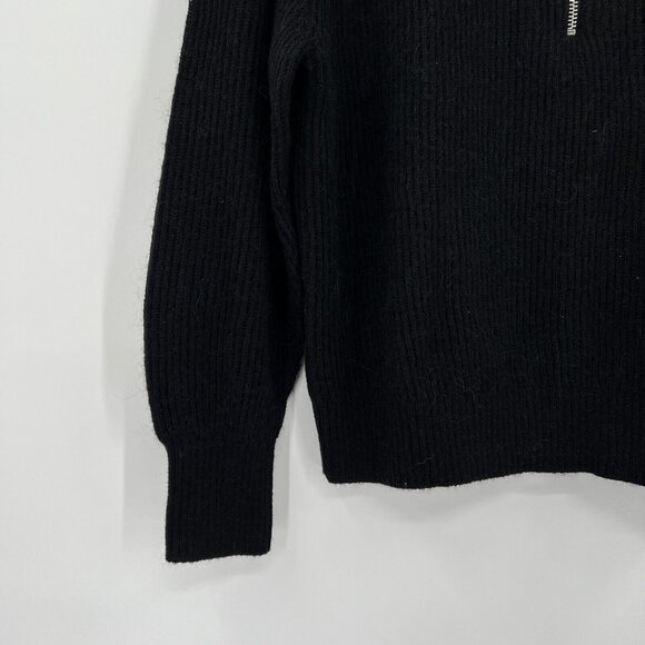 Quince Black Baby Alpaca-Merino Wool Quarter Zip Pullover Sweater sz S NWT - Picture 3 of 6
